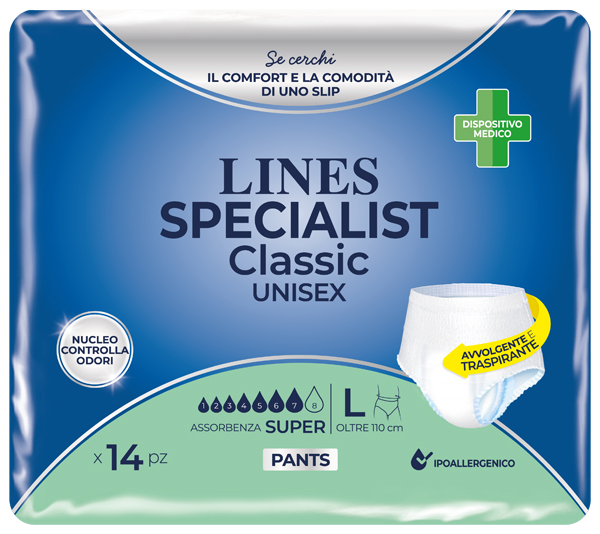 PANNOLONE A MUTANDA LINES SPECIALIST CLASSIC PANTS SUPER L 14 PEZZI - Farmacia Murachelli Di Putelli dr. Giovanni
