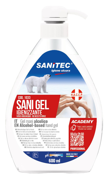 GEL IGIENIZZANTE MANI ALCOLICO 70% PRONTO ALL'USO SANI GEL SANITEC 600 ML USO PROFESSIONALE - Farmacia Murachelli Di Putelli dr. Giovanni