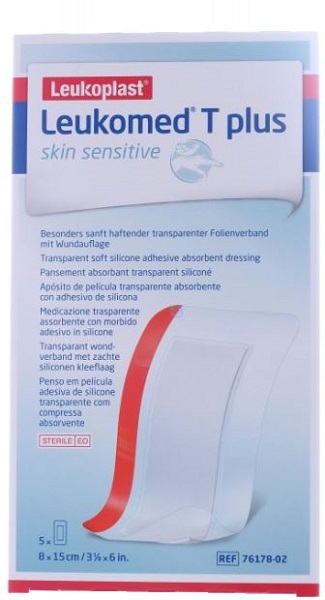 LEUKOMED T PLUS SKIN SENSITIVE MEDICAZIONE POST-OPERATORIA TRASPARENTE IMPERMEABILE CON MASSA ADESIVA AL SILICONE 8X15CM 5 PEZZI - Farmacia Murachelli Di Putelli dr. Giovanni