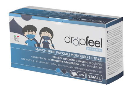 MASCHERINA USO MEDICO DROPFEEL PHARMA MONOUSO SMALL TIPO II BLU NAVY E AZZURO 20 PEZZI - Farmacia Murachelli Di Putelli dr. Giovanni