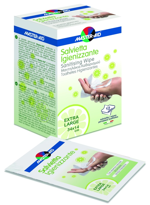 MASTER-AID SAVIETTA IMPREGNATA DI SOLUZIONE IGIENIZZANTE XL 12 PEZZI - Farmacia Murachelli Di Putelli dr. Giovanni