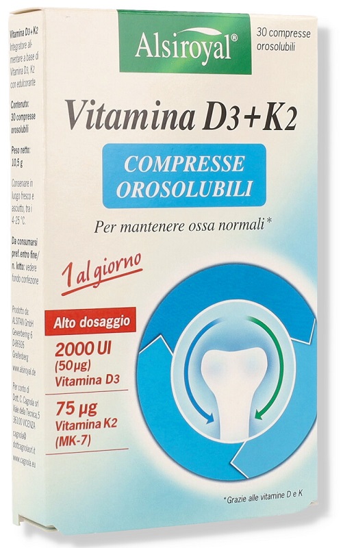 ALSIROYAL VITAMINA D3+K2 30 COMPRESSE OROSOLUBILI - Farmacia Murachelli Di Putelli dr. Giovanni