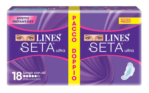 LINES SETA ULTRA ASSORBENTE LUNGO CON ALI 18 PEZZI - Farmacia Murachelli Di Putelli dr. Giovanni