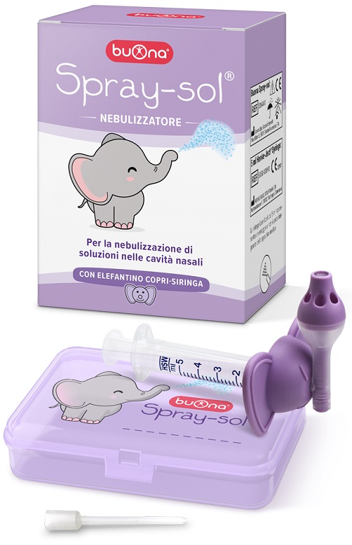 BUONA SPRAY-SOL NEBULIZZATORE SPRAY SOL + AGO CANNULA + SIRINGA LUER LOCK DA 5 ML + ELEFANTINO COPRI-SIRINGA + CONTENITORE - Farmacia Murachelli Di Putelli dr. Giovanni