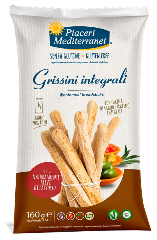 PIACERI MEDITERRANEI GRISSINI INTEGRALI 160 G - Farmacia Murachelli Di Putelli dr. Giovanni