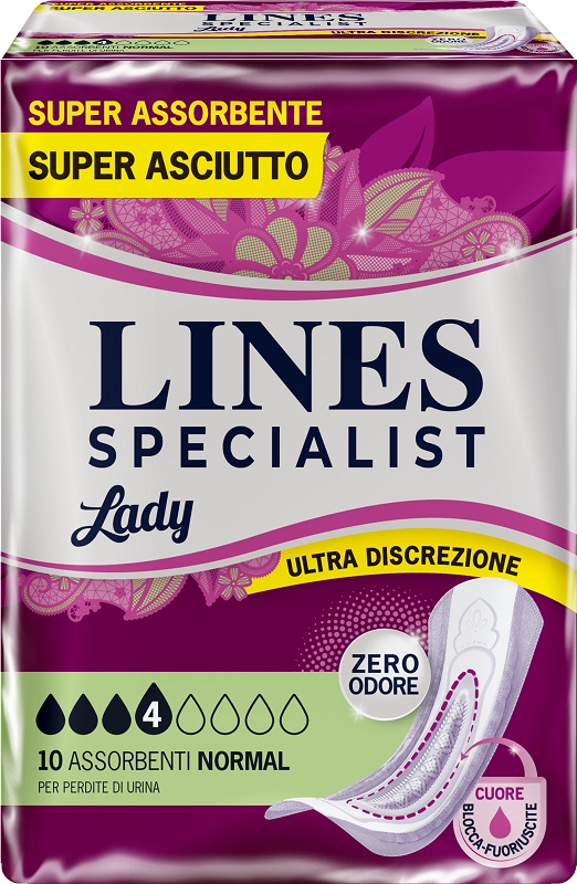 ASSORBENTI PER INCONTINENZA LINES SPECIALIST LADY NORMAL 10 PEZZI - Farmacia Murachelli Di Putelli dr. Giovanni