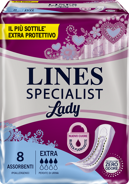 ASSORBENTI LINES SPECIALIST LADY EXTRA IPOALLERGENICI 8 PEZZI - Farmacia Murachelli Di Putelli dr. Giovanni