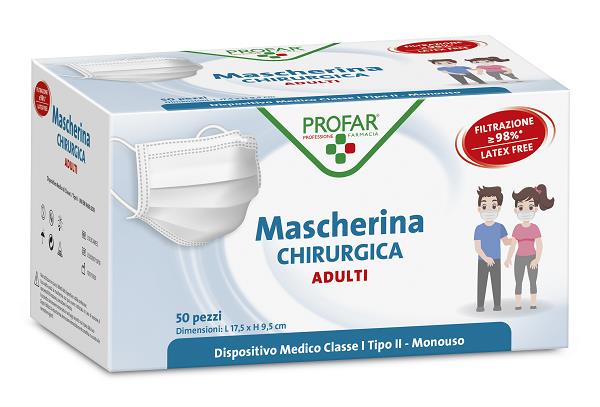PROFAR MASCHERINA CHIRURGICA ADULTI 50 PEZZI - Farmacia Murachelli Di Putelli dr. Giovanni