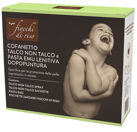 FIOCCHI DI RISO COFANETTO ZANZARE TALCO + PASTA EMU + TALCO NON TALCO SALVIETTE - Farmacia Murachelli Di Putelli dr. Giovanni