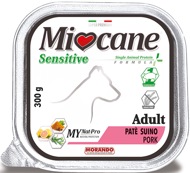 MIOCANE SENSITIVE SINGLE ANIMAL PROTEIN FORMULA ADULT PATE' PROSCIUTTO 300 G - Farmacia Murachelli Di Putelli dr. Giovanni