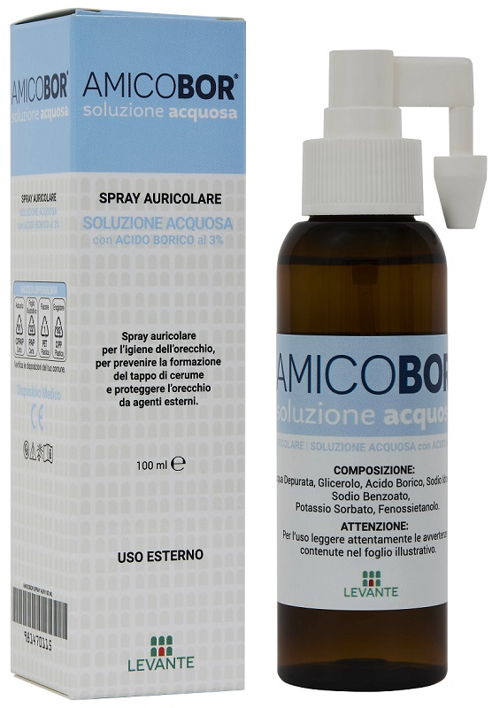 SOLUZIONE ACQUOSA PER IRRIGAZIONE DELL'ORECCHIO AMICOBOR 100 ML - Farmacia Murachelli Di Putelli dr. Giovanni