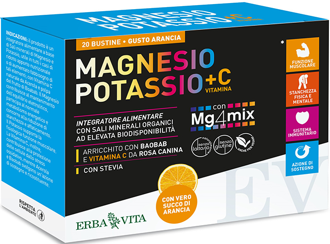 MAGNESIO POTASSIO +C VITAMINA GUSTO ARANCIA 20 BUSTINE DA 3,8 G - Farmacia Murachelli Di Putelli dr. Giovanni