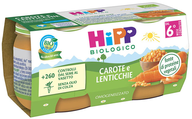 HIPP BIO OMOGENEIZZATO CAROTE/LENTICCHIE 2X80 G - Farmacia Murachelli Di Putelli dr. Giovanni