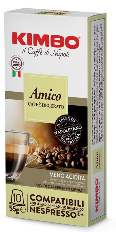 KIMBO AMICO CAFFE' TORREFATTO DECERATO E MACERATO 10 CAPSULE COMPATIBILI NESPRESSO 5,5 G - Farmacia Murachelli Di Putelli dr. Giovanni