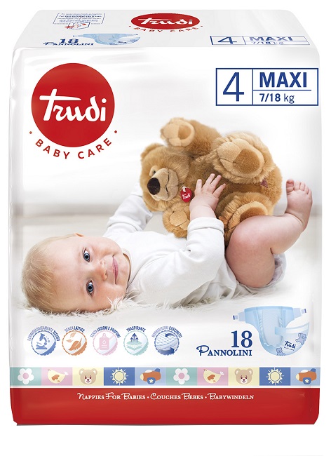 TRUDI BABY CARE PANNOLINO BAMBINI MAXI 7/18 KG 18 PEZZI - Farmacia Murachelli Di Putelli dr. Giovanni