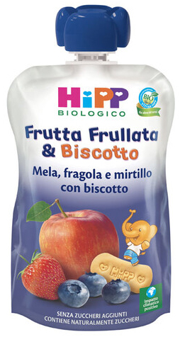 HIPP BIO FRUTTA FRULL&BISCOTTO MELA FRAGOLA MIRTILLO BISCOTTO 90 G - Farmacia Murachelli Di Putelli dr. Giovanni