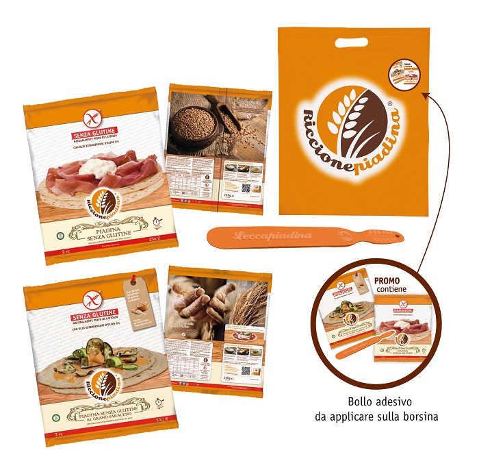 KIT SENZA GLUTINE FUORI FRIGO RICCIONE PIADINA 2X125 G + RICCIONE PIADINA GRANO SARACENO 2X125 G - Farmacia Murachelli Di Putelli dr. Giovanni