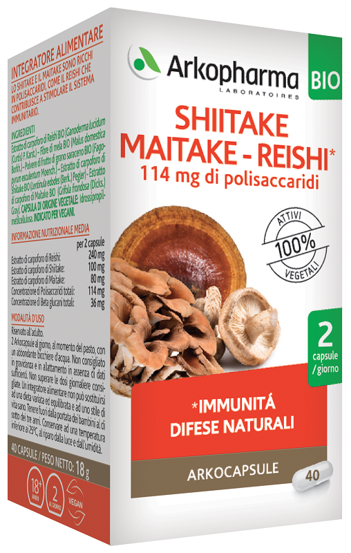 ARKOCAPSULE SHIITAKE MAITAKE REISHI BIO 40 CAPSULE - Farmacia Murachelli Di Putelli dr. Giovanni