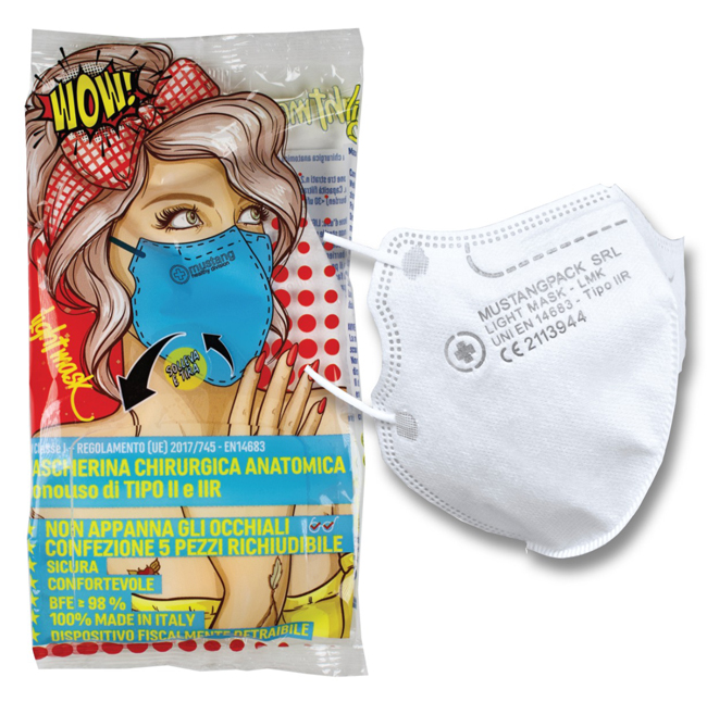 LIGHT MASK MASCHERINA CHIRURGICA FORMA ANATOMICA 5 PEZZI - Farmacia Murachelli Di Putelli dr. Giovanni