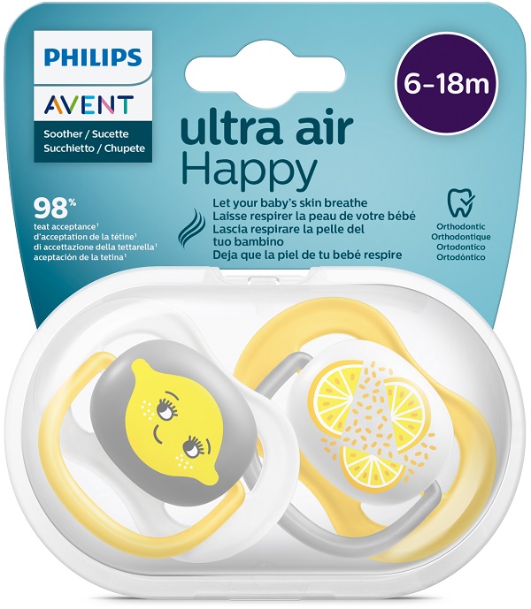 AVENT ULTRA AIR CIUCCIO ORTODONTICO 6-18 MESI NEUTRO/LIMONI 2 PEZZI - Farmacia Murachelli Di Putelli dr. Giovanni
