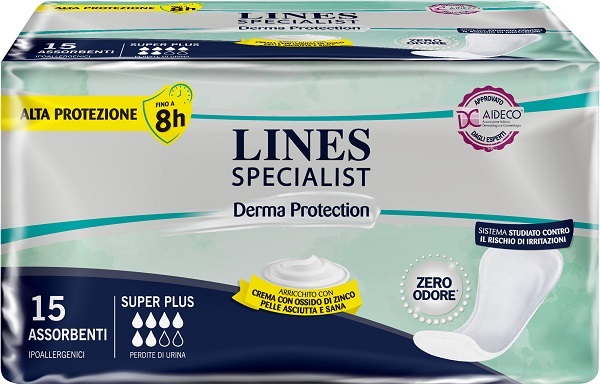 PANNOLONE PER INCONTINENZA LINES SPECIALIST DERMA SAGOMATO ANATOMICO SUPER PLUS 15 PEZZI - Farmacia Murachelli Di Putelli dr. Giovanni