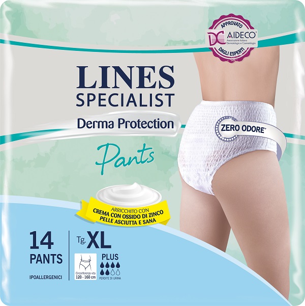 PANNOLONE PER INCONTINENZA LINES SPECIALIST DERMA PANTS PLUS XL 14 PEZZI - Farmacia Murachelli Di Putelli dr. Giovanni