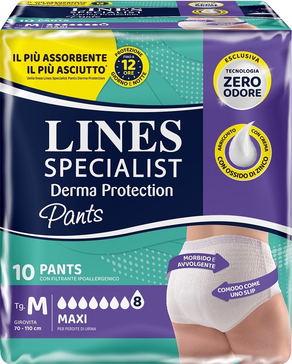 PANNOLONE PER INCONTINENZA LINES SPECIALIST DERMA PANTS MAXI M 10 PEZZI - Farmacia Murachelli Di Putelli dr. Giovanni