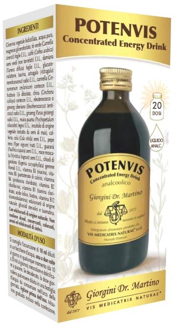 POTENVIS CONCENTRATED ENERGY DRINK LIQUIDO ANALCOOLICO 200 ML - Farmacia Murachelli Di Putelli dr. Giovanni