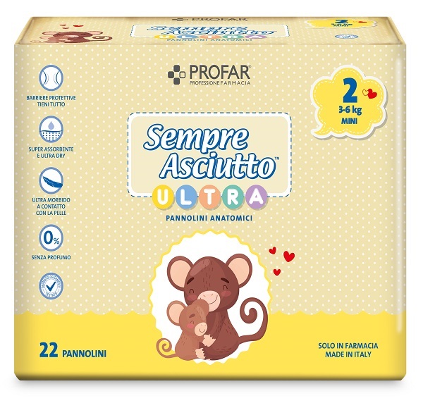 PANNOLINI PROFAR SEMPRE ASCIUTTO ULTRA MINI 3/6 KG 22 PEZZI - Farmacia Murachelli Di Putelli dr. Giovanni