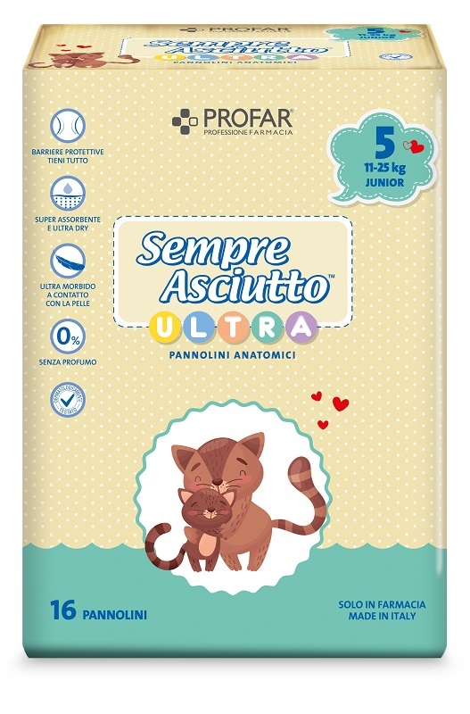 PANNOLINI PROFAR SEMPRE ASCIUTTO ULTRA JUNIOR 11/25 KG 16 PEZZI - Farmacia Murachelli Di Putelli dr. Giovanni