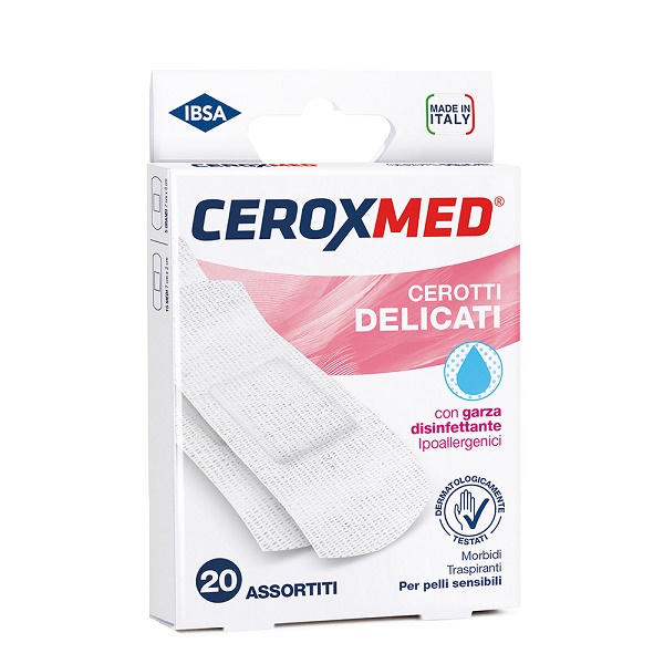 CEROTTI DELICATI CEROXMED CON GARZA DISINFETTANTE IPOALLERGENICI PER PELLI SENSIBILI ASSORTITI 20 PEZZI - Farmacia Murachelli Di Putelli dr. Giovanni