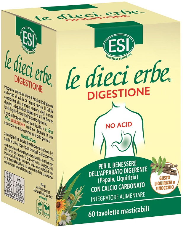 ESI LE DIECI ERBE DIGESTIONE NO ACID 60 TAVOLETTE MASTICABILI - Farmacia Murachelli Di Putelli dr. Giovanni