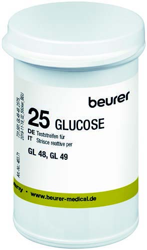 STRISCE MISURAZIONE GLICEMIA BEURER PER GLUCOMETRO GL48/GL49 IN FLACONE 25 PEZZI - Farmacia Murachelli Di Putelli dr. Giovanni