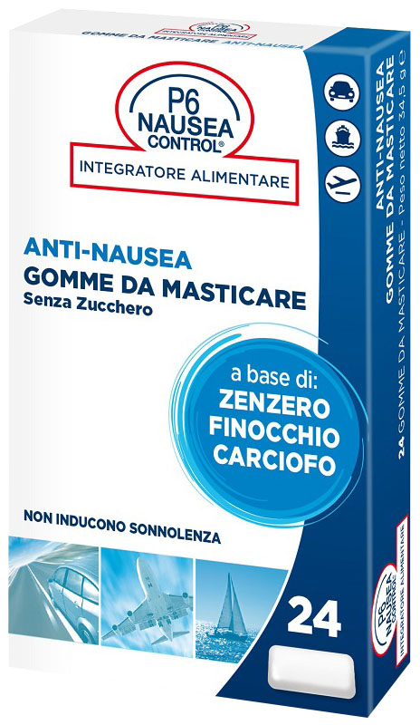 P6 NAUSEA CONTROL 24 GOMME DA MASTICARE SENZA ZUCCHERO - Farmacia Murachelli Di Putelli dr. Giovanni