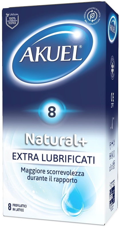 PROFILATTICO AKUEL NATURAL+ EXTRALUBRIFICATO 8 PEZZI - Farmacia Murachelli Di Putelli dr. Giovanni