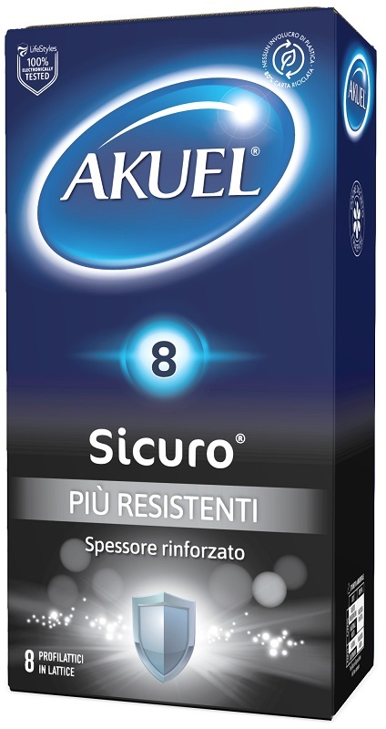 PROFILATTICO AKUEL SICURO PIU' RESISTENTE 8 PEZZI - Farmacia Murachelli Di Putelli dr. Giovanni