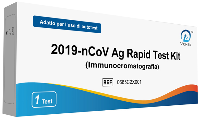 TEST ANTIGENICO RAPIDO COVID-19 V-CHEK AUTODIAGNOSTICO DETERMINAZIONE QUALITATIVA ANTGENI SARS-COV-2 IN TAMPONI NASALI MEDIANTE IMMUNOCROMATOGRAFIA - Farmacia Murachelli Di Putelli dr. Giovanni