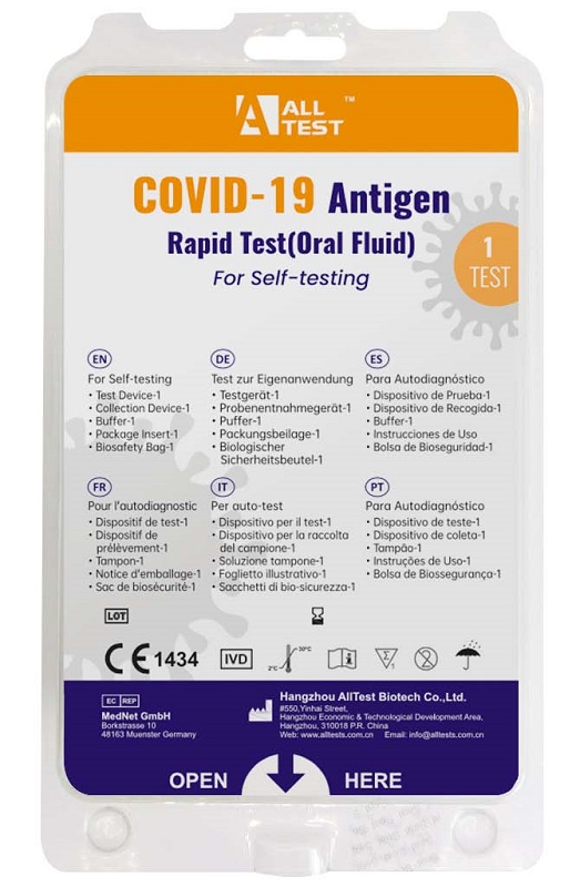 TEST ANTIGENICO RAPIDO COVID-19 ALLTEST AUTODIAGNOSTICO DETERMINAZIONE QUALITATIVA ANTIGENI SARS-COV-2 IN CAMPIONI SALIVARI MEDIANTE IMMUNOCROMATOGRAFIA - Farmacia Murachelli Di Putelli dr. Giovanni