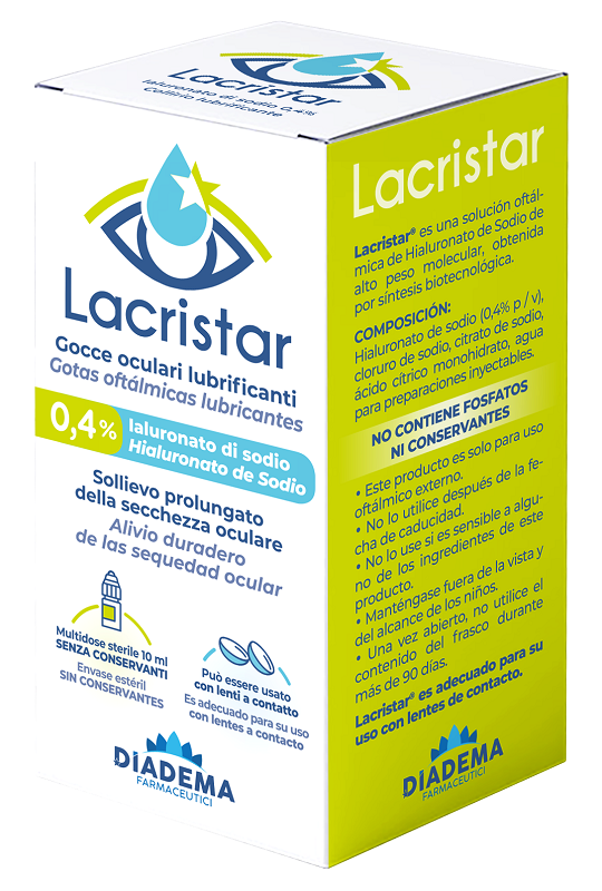LACRISTAR GOCCE OCULARI LUBRIFICANTI 0,4% IALURONATO DI SODIO MULTIDOSE 10 ML - Farmacia Murachelli Di Putelli dr. Giovanni