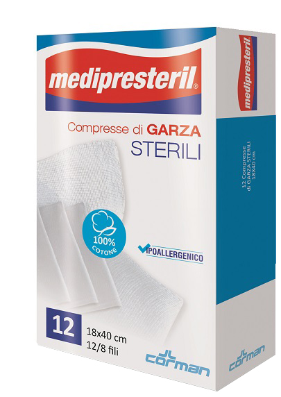 GARZA COMPRESSA MEDIPRESTERIL 12/8 FU 18X40CM 12 PEZZI - Farmacia Murachelli Di Putelli dr. Giovanni