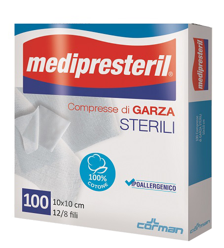 GARZA COMPRESSA MEDIPRESTERIL 12/8 FU 10X10CM 100 PEZZI - Farmacia Murachelli Di Putelli dr. Giovanni