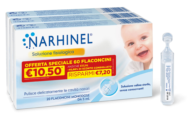 SOLUZIONE FISIOLOGICA NARHINEL 3 PACK PROMO 2022 DA 20 FLACONCINI DA 5 ML - Farmacia Murachelli Di Putelli dr. Giovanni