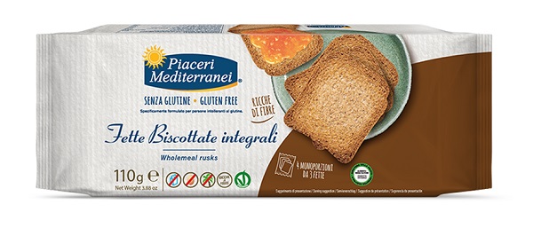 PIACERI MEDITERRANEI FETTE BISCOTTATE INTEGRALI 110 G - Farmacia Murachelli Di Putelli dr. Giovanni