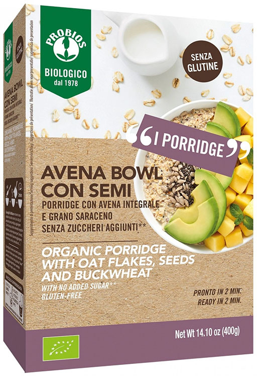 PROBIOS BIO AVENA BOWL SEMI PIU' PORRIDGE CON AVENA INTEGRALE E GRANO SARACENO 400 G - Farmacia Murachelli Di Putelli dr. Giovanni
