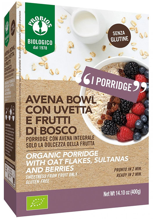 PROBIOS BIO AVENA BOWL FRUTTI DI BOSCO PORRIDGE CON AVENA INTEGRALE 400 G - Farmacia Murachelli Di Putelli dr. Giovanni
