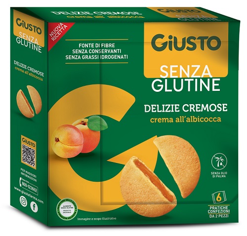 GIUSTO SENZA GLUTINE DELIZIE CREMOSE ALBICOCCA 6 CONFEZIONI DA 30 G - Farmacia Murachelli Di Putelli dr. Giovanni