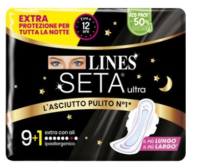 LINES SETA ULTRA ASSORBENTI EXTRA NOTTE CARRY PACK PACCO SINGOLO 9+1 PEZZI - Farmacia Murachelli Di Putelli dr. Giovanni