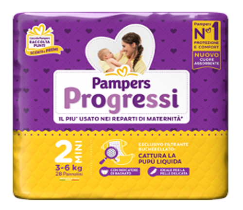 PAMPERS PROGRESSI MINI 3-6 KG 28 PEZZI - Farmacia Murachelli Di Putelli dr. Giovanni