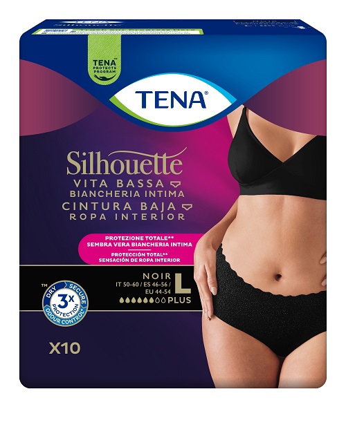 PANNOLONE A MUTANDINA ASSORBENTE TENA SILHOUETTE NOIR L VITA BASSA 10 PEZZI - Farmacia Murachelli Di Putelli dr. Giovanni