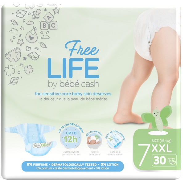FREELIFE BY BEBECASH PANNOLINI XXL TAGLIA 7 15 KG+ 30 PEZZI - Farmacia Murachelli Di Putelli dr. Giovanni